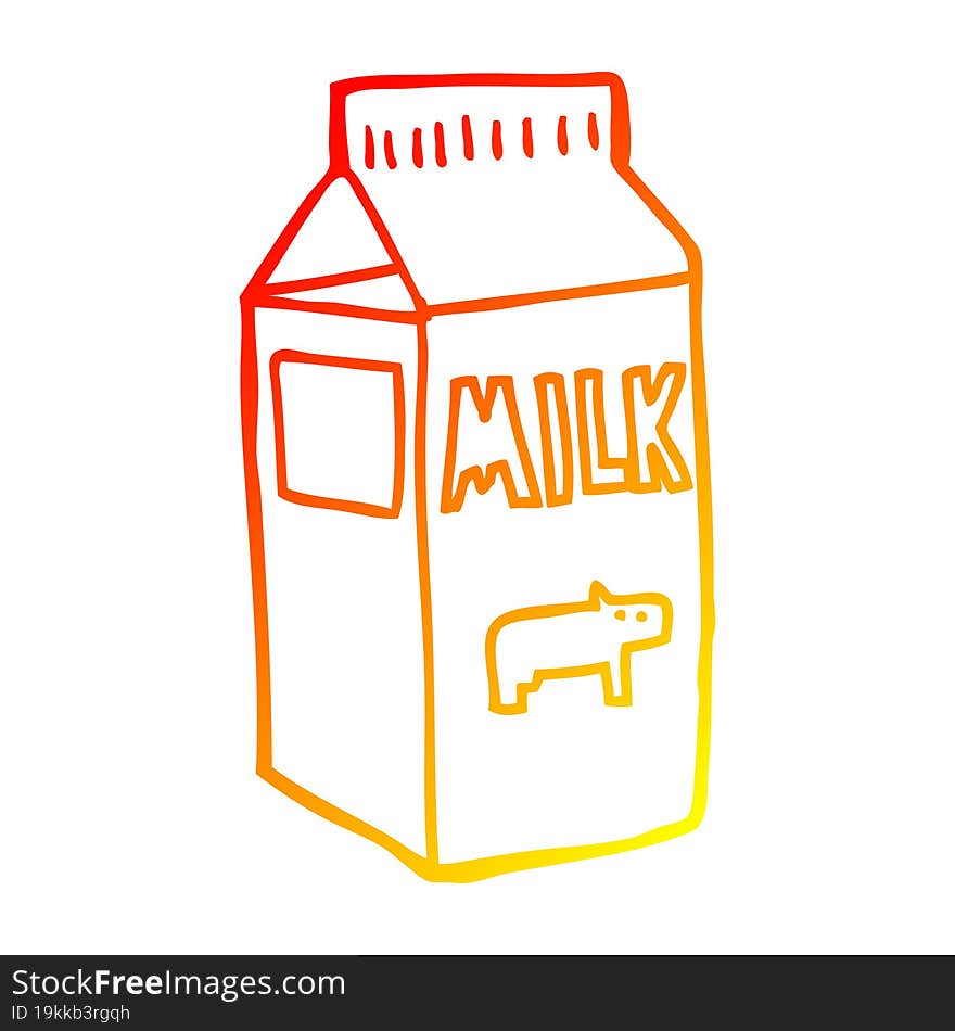 warm gradient line drawing cartoon milk carton