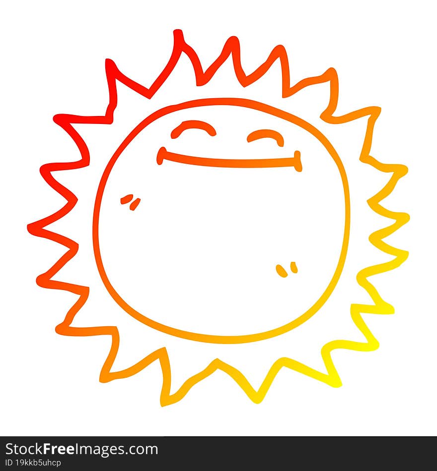 warm gradient line drawing cartoon shining sun