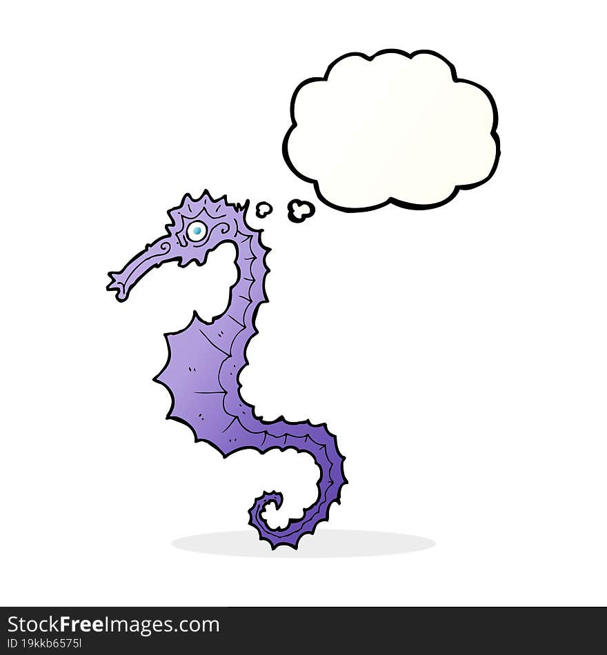 cartoon sea horse with thought bubble