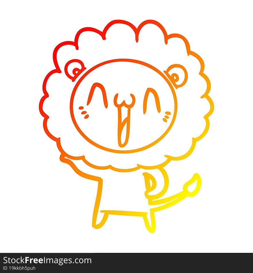 warm gradient line drawing happy cartoon lion