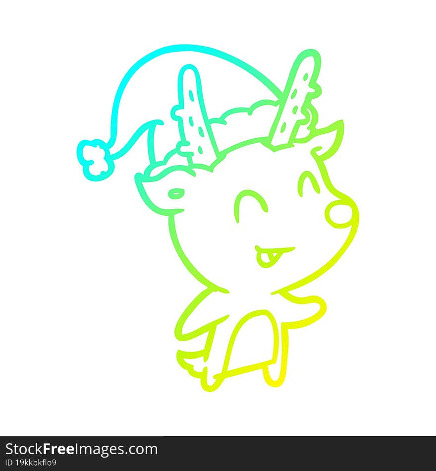 Cold Gradient Line Drawing Christmas Reindeer