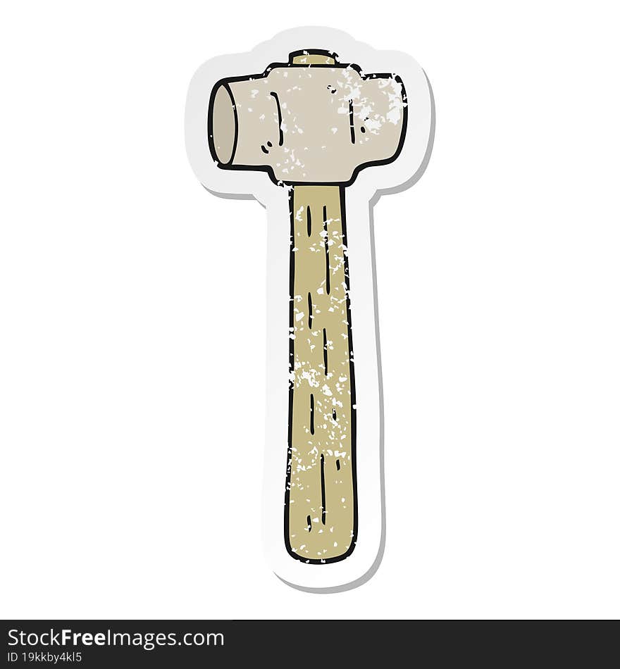 distressed sticker of a cartoon sledgehammer