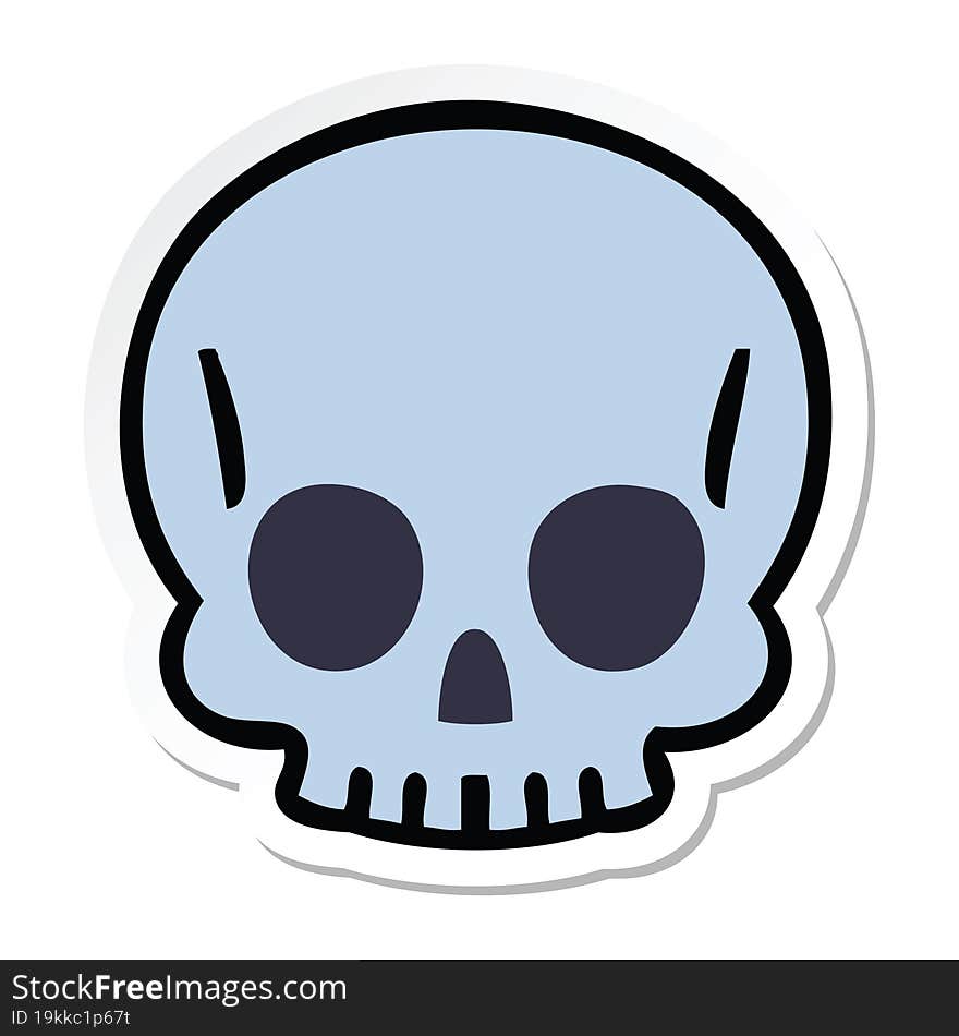 sticker of a quirky hand drawn cartoon skull