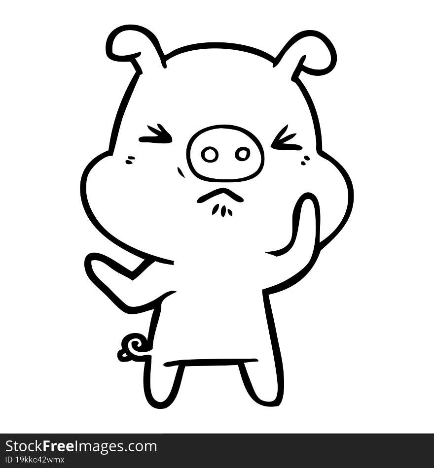 cartoon angry pig. cartoon angry pig