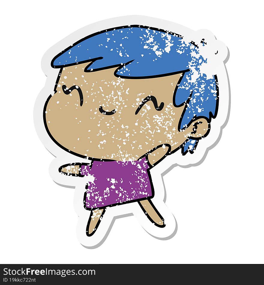 Distressed Sticker Cartoon Of A Cute Kawaii Girl