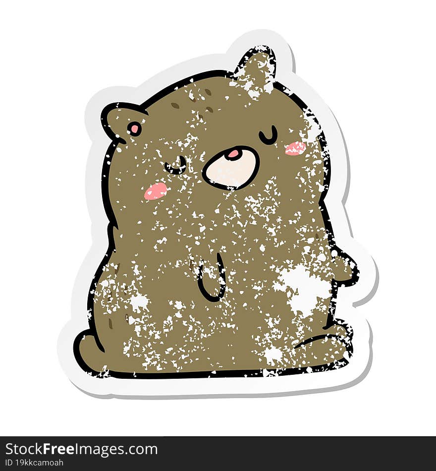 Distressed Sticker Of A Cartoon Bear