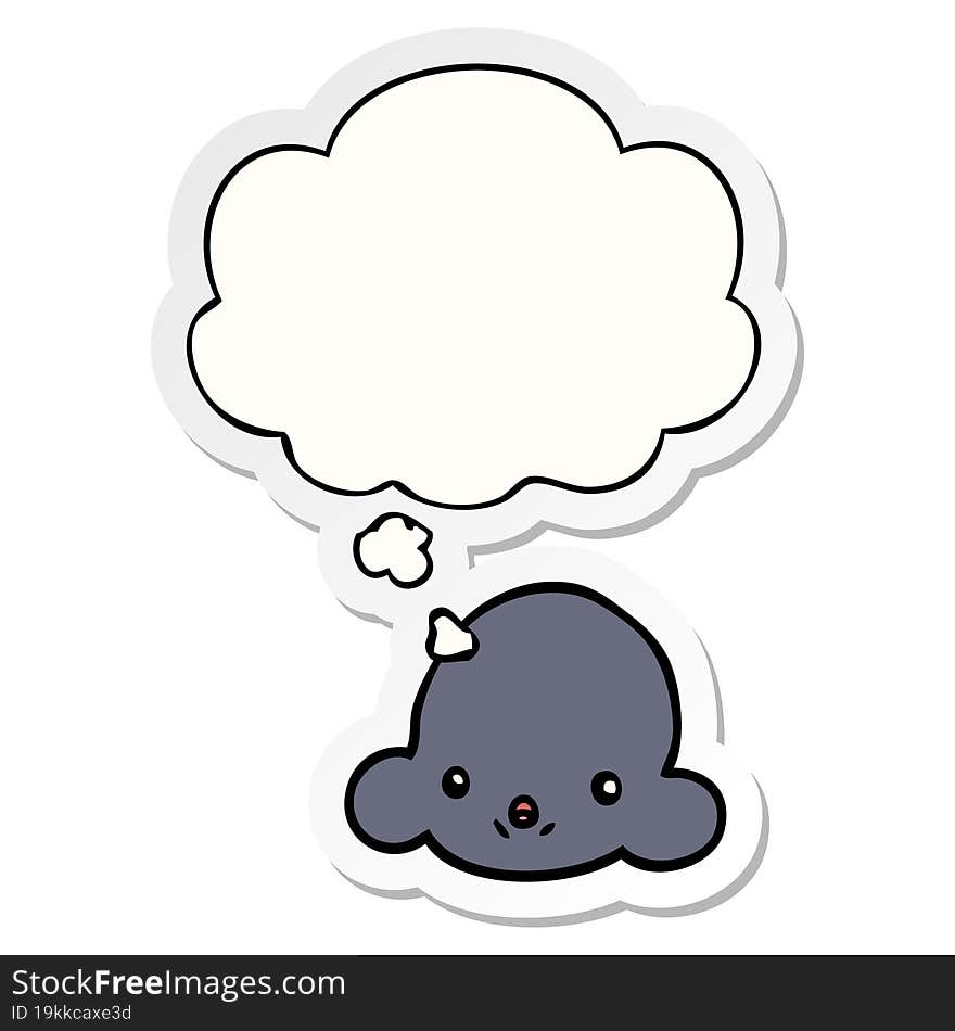 cartoon cloud and thought bubble as a printed sticker