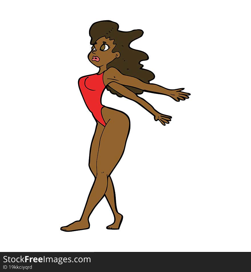 cartoon sexy woman in swimsuit