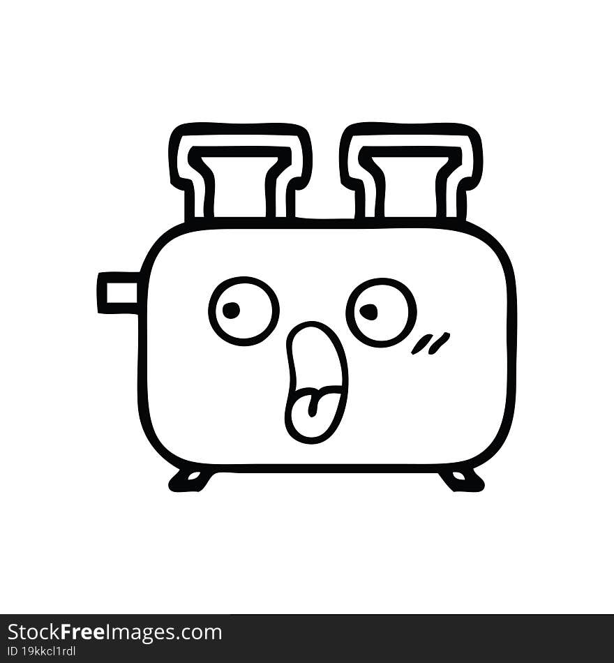 line drawing cartoon of a of a toaster