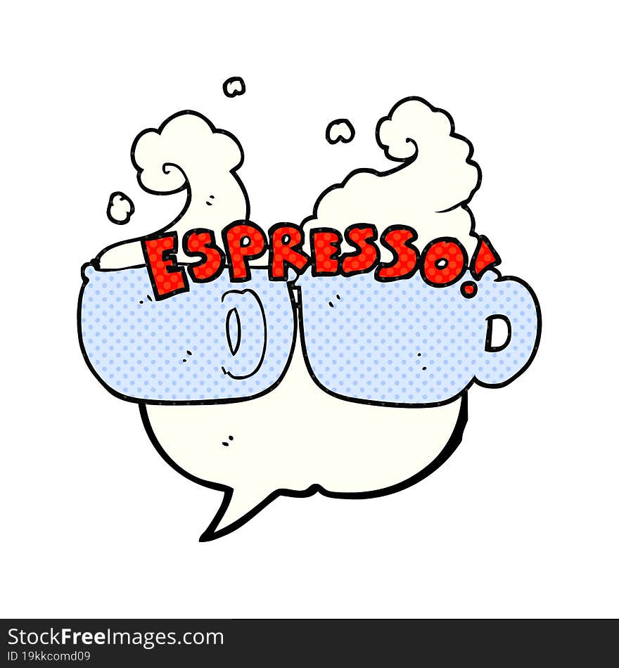 freehand drawn comic book speech bubble cartoon espresso