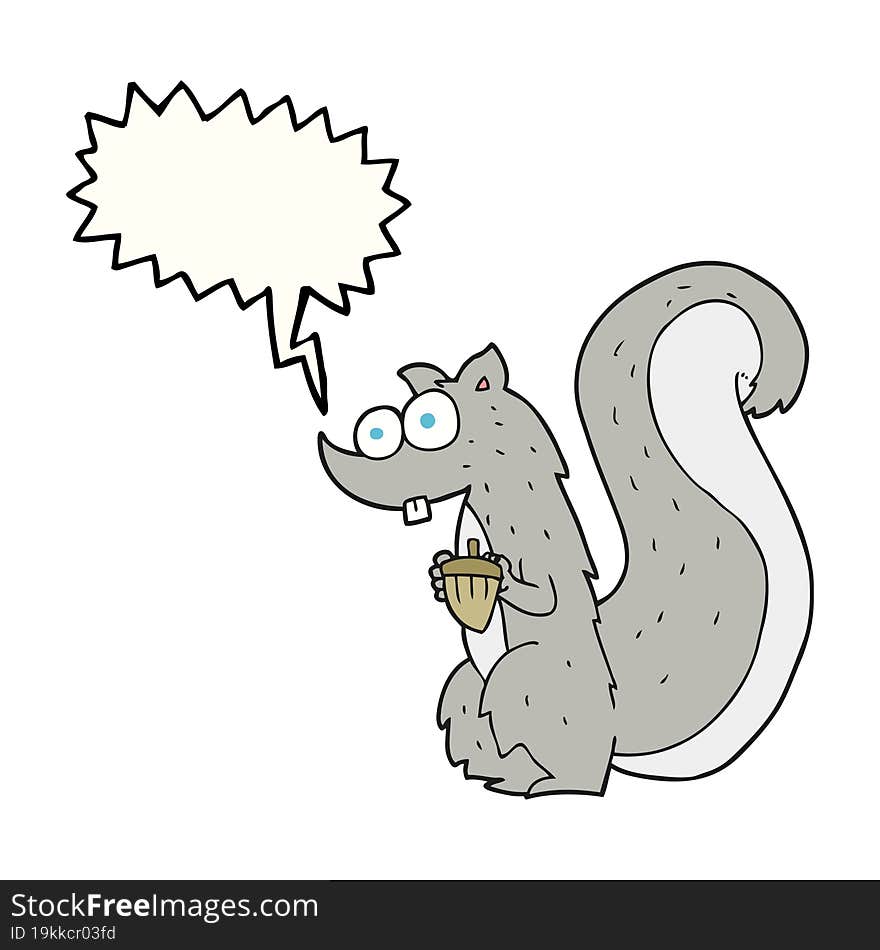 speech bubble cartoon squirrel with nut