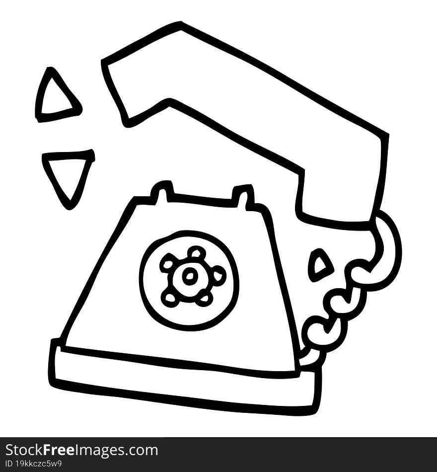 Line Drawing Cartoon Retro Telephone