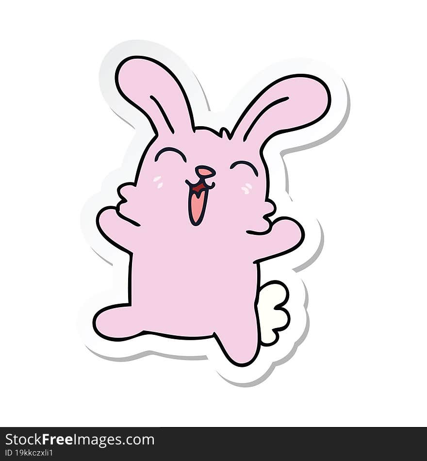 sticker of a quirky hand drawn cartoon rabbit