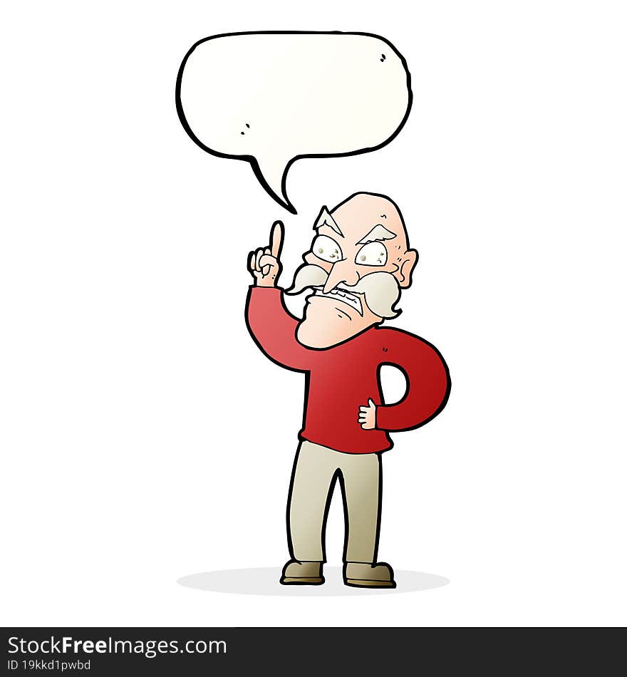 Cartoon Old Man Laying Down Rules With Speech Bubble