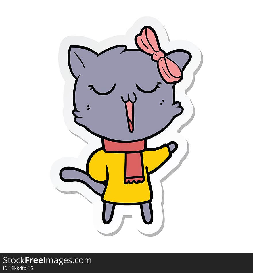 Sticker Of A Cartoon Cat