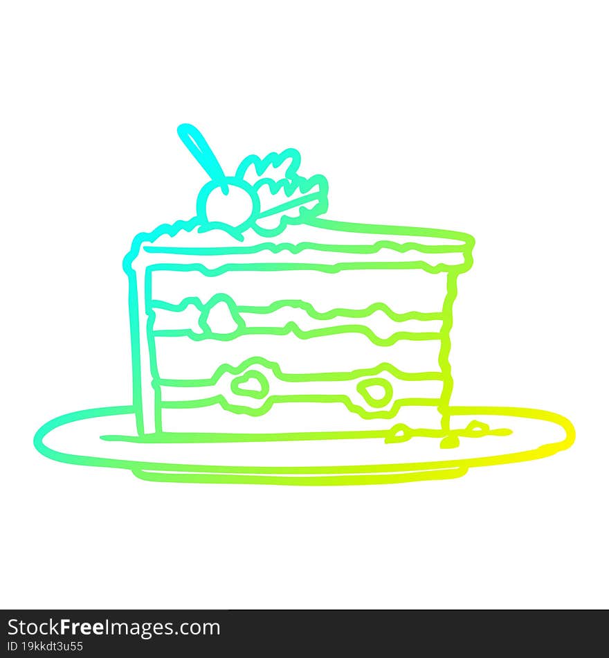 cold gradient line drawing tasty dessert;cake