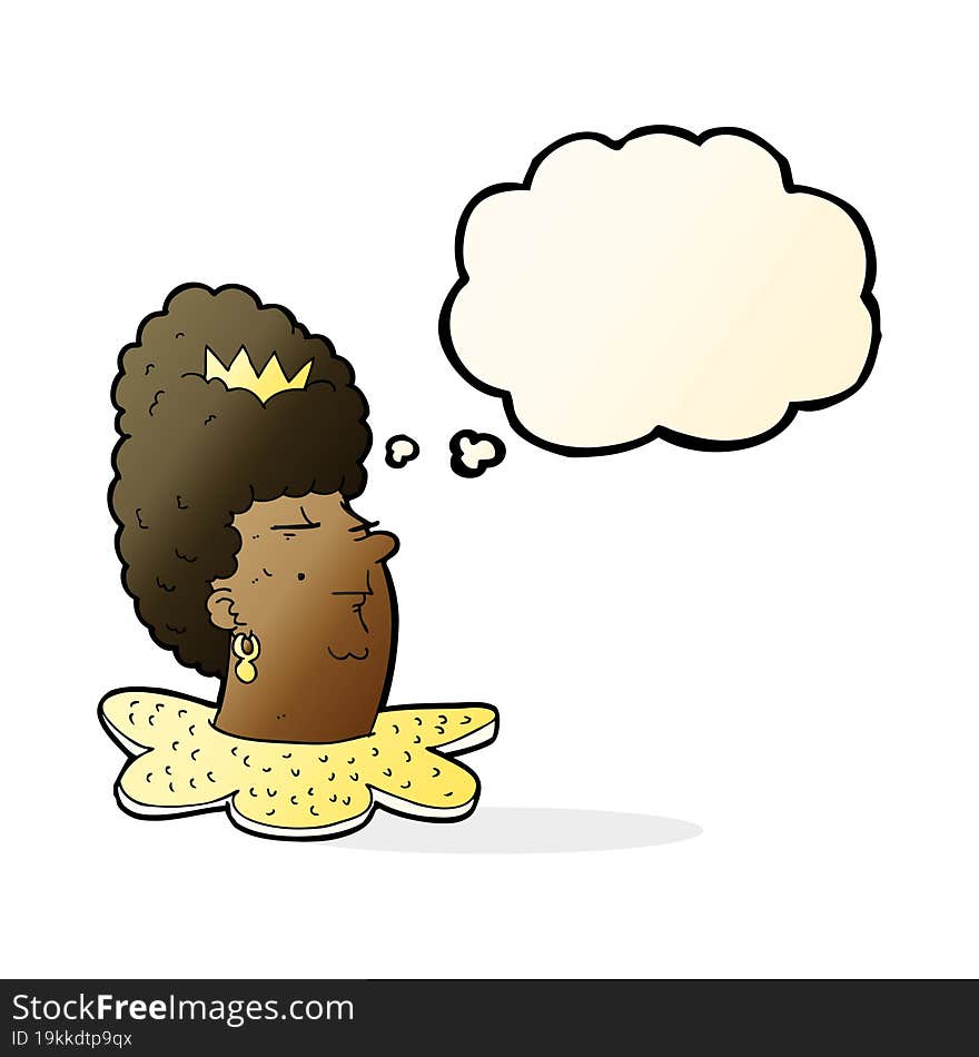 cartoon queen head with thought bubble