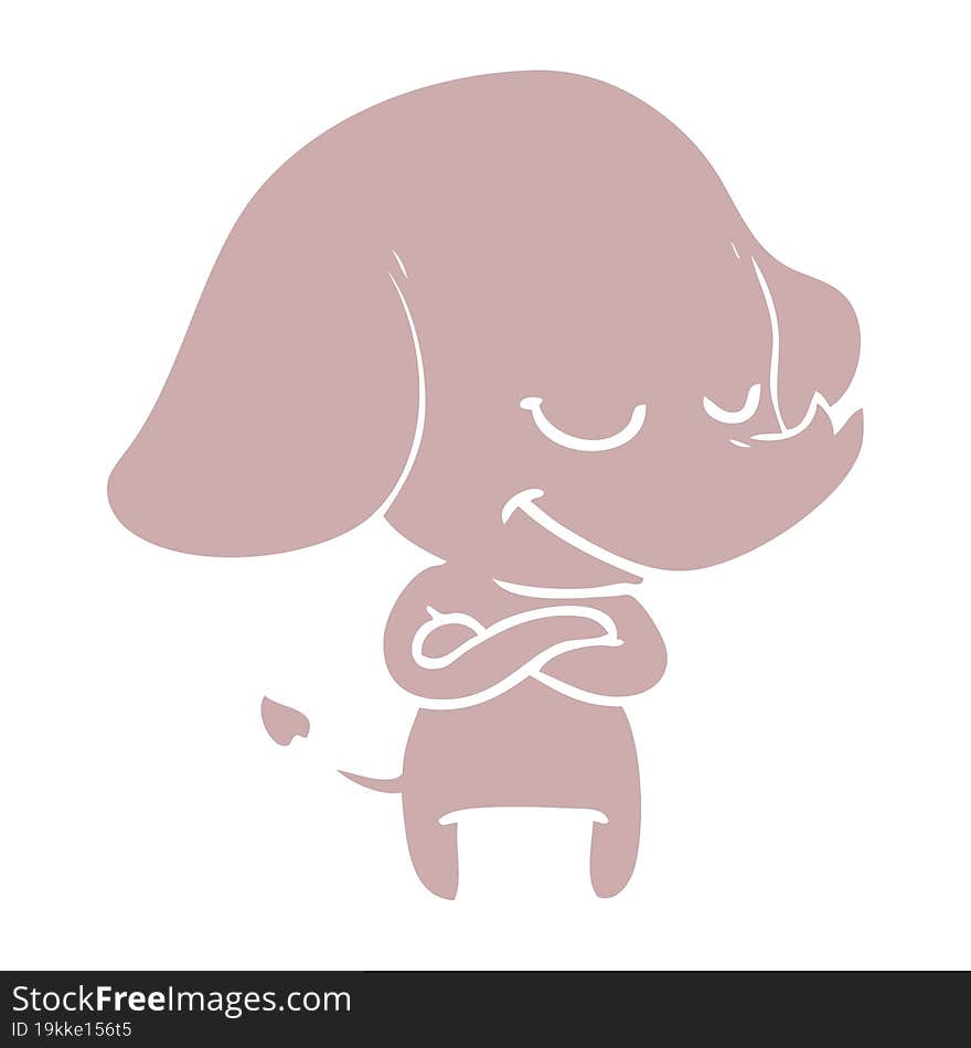 Flat Color Style Cartoon Smiling Elephant