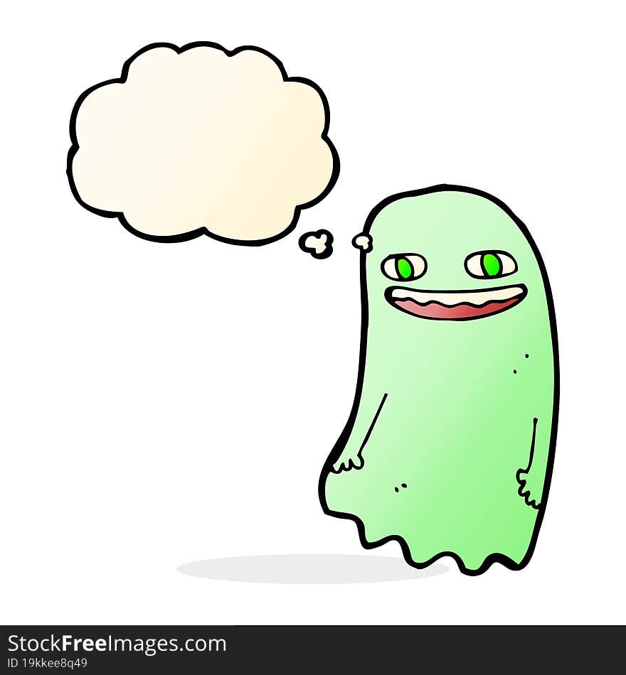 funny cartoon ghost with thought bubble