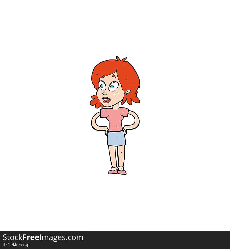 cartoon woman with hands on hips