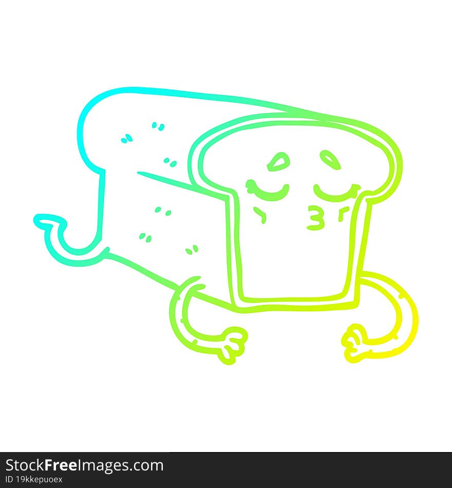 Cold Gradient Line Drawing Cartoon Loaf Of Bread