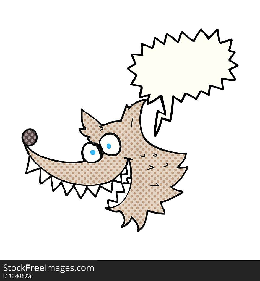 Comic Book Speech Bubble Cartoon Crazy Wolf