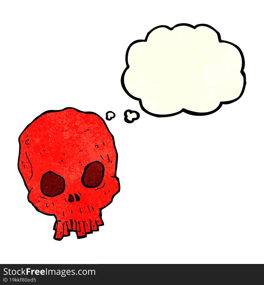 Cartoon Spooky Skull With Thought Bubble