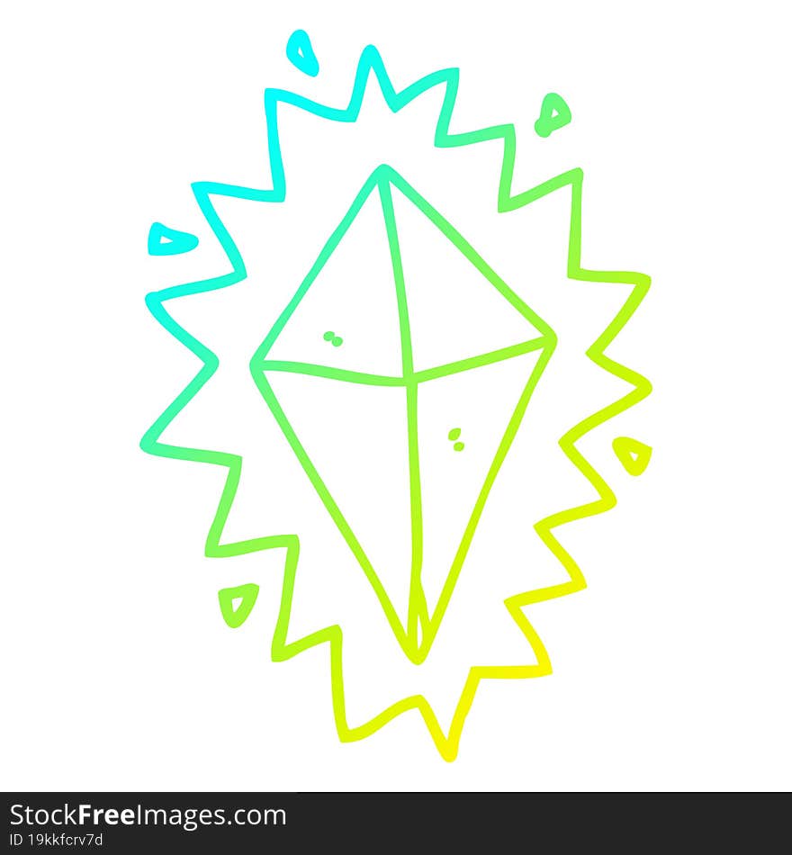 cold gradient line drawing cartoon diamond