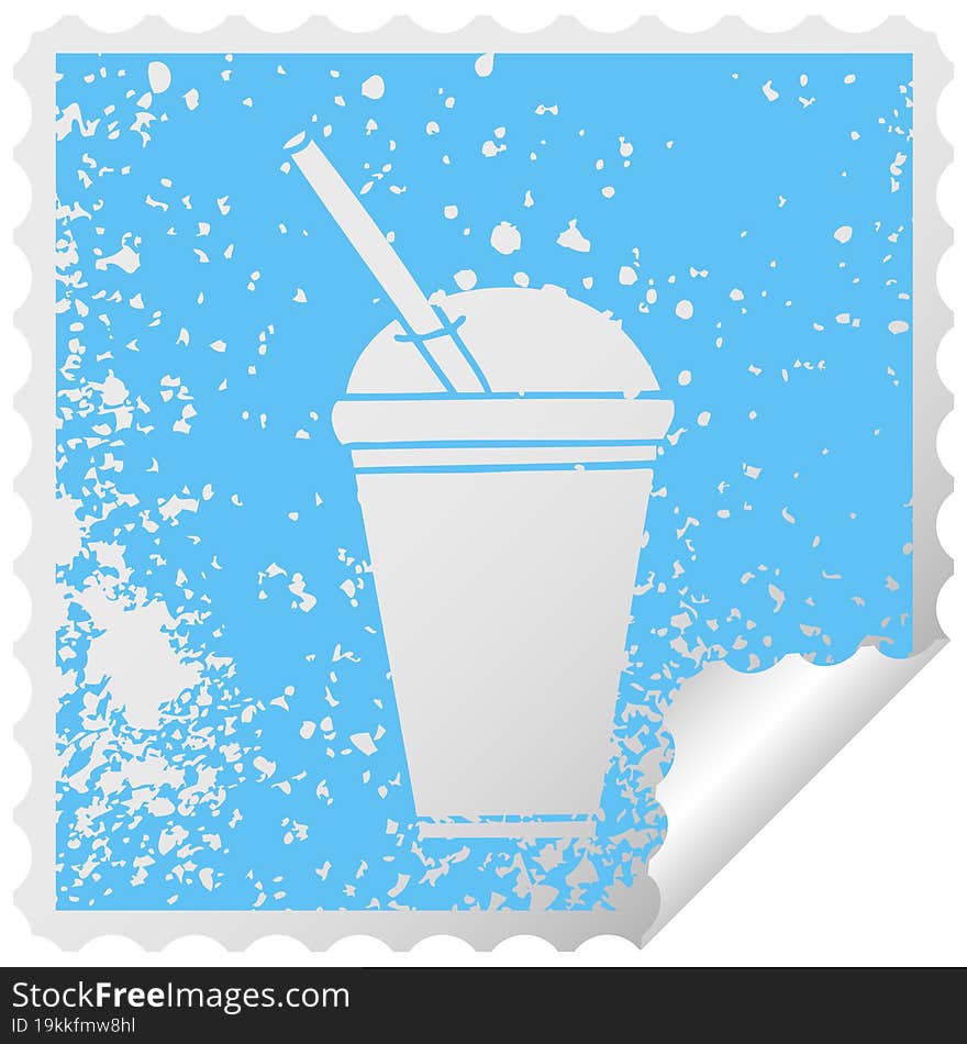 Quirky Distressed Square Peeling Sticker Symbol Soft Drink