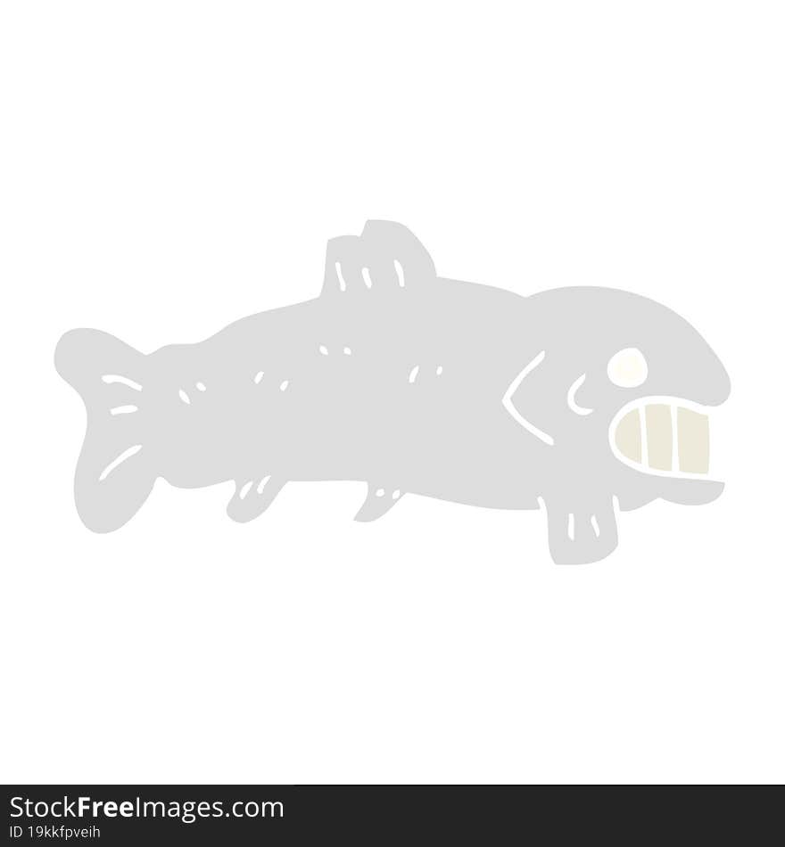 flat color illustration cartoon large fish