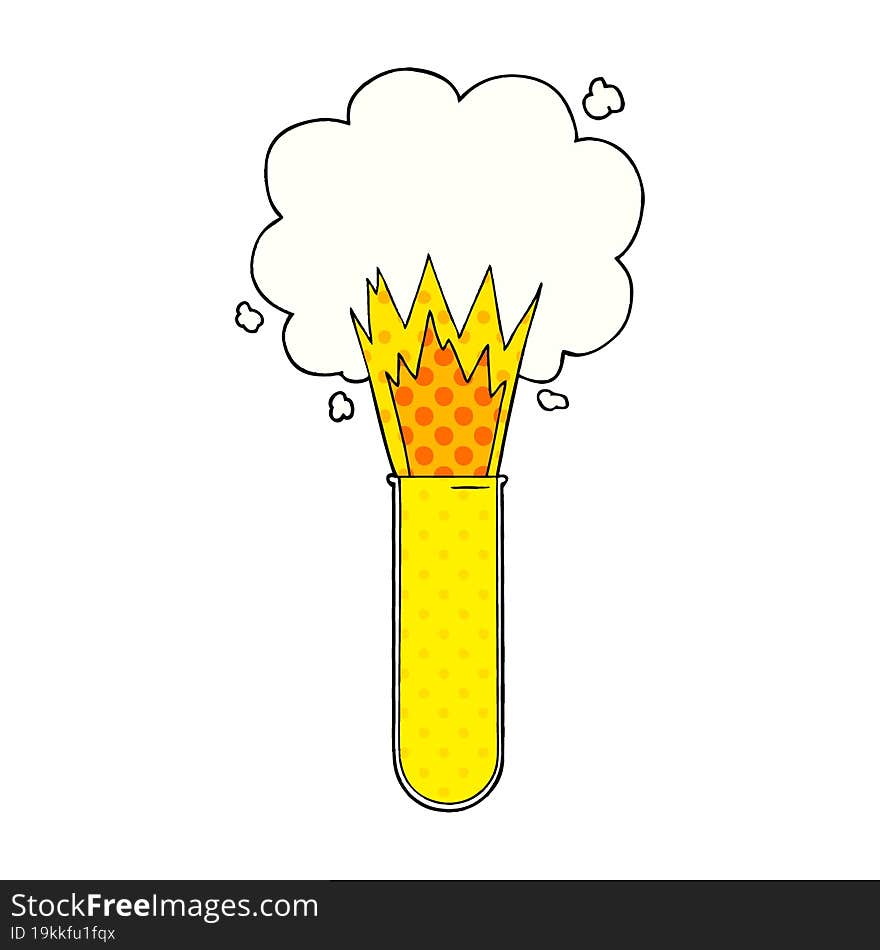 cartoon exploding chemicals in test tube. cartoon exploding chemicals in test tube