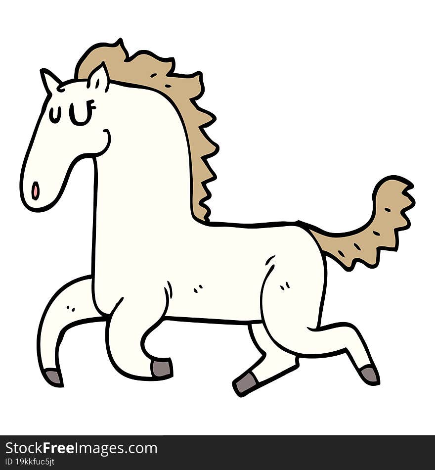 cartoon doodle running horse