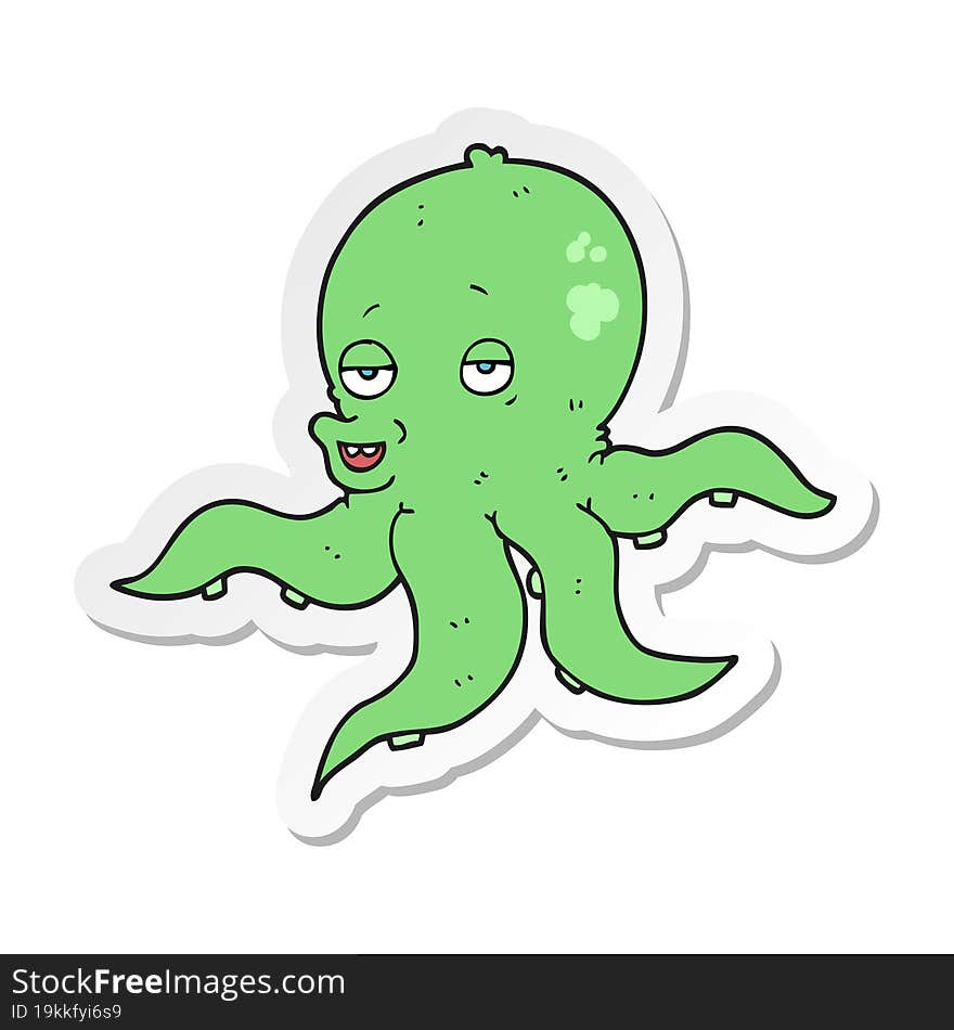 sticker of a cartoon octopus