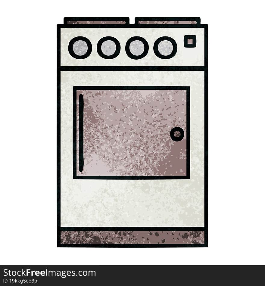 retro grunge texture cartoon of a oven and cooker