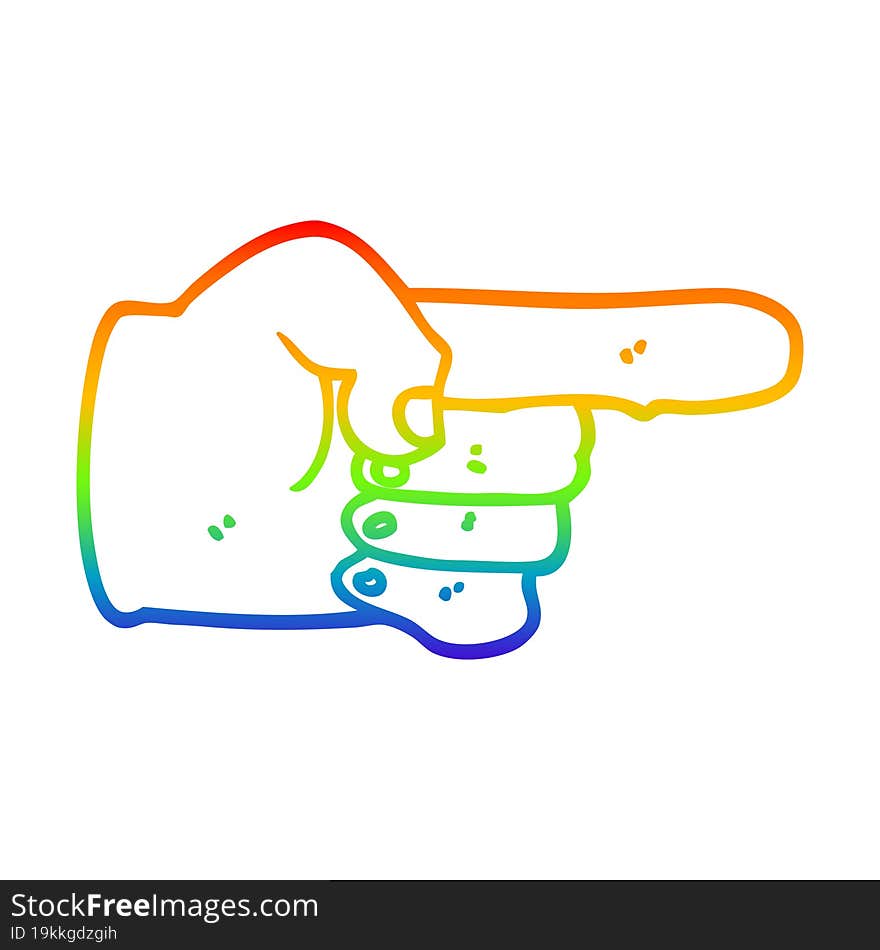 rainbow gradient line drawing cartoon pointing hand