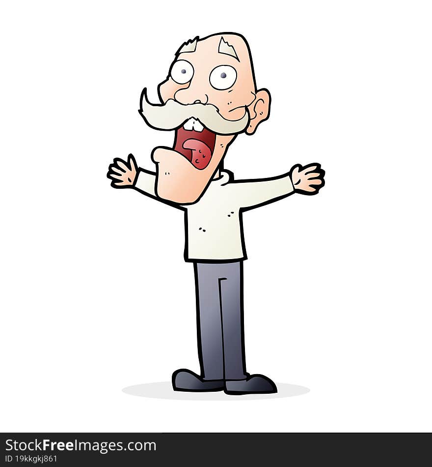 Cartoon Stressed Old Man