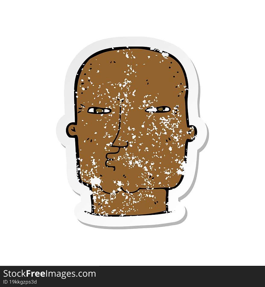 retro distressed sticker of a cartoon bald tough guy