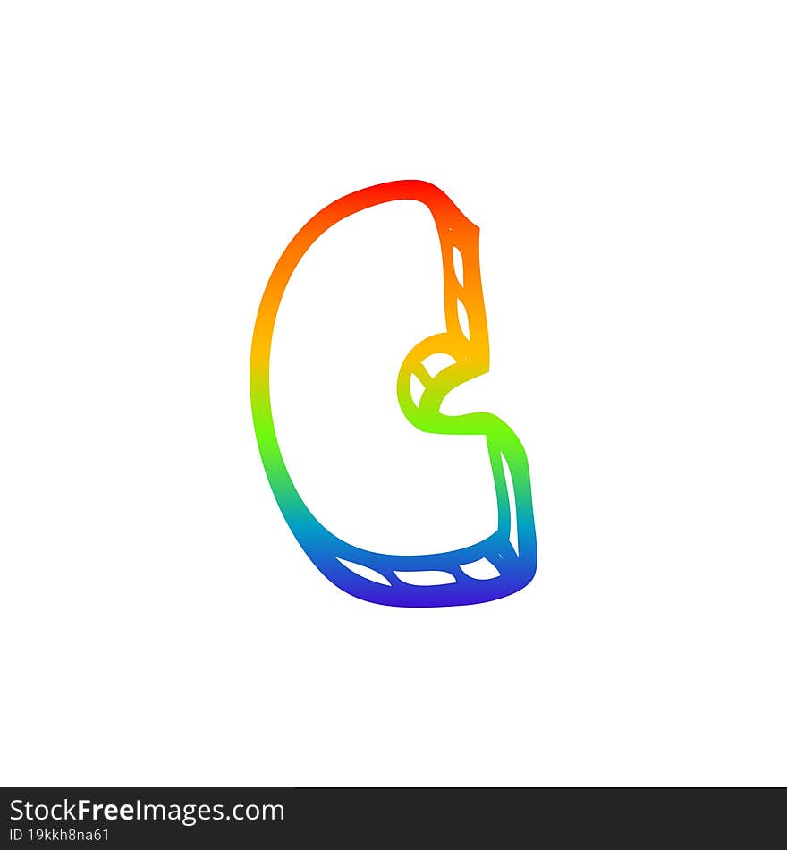 Rainbow Gradient Line Drawing Cartoon Letter;c