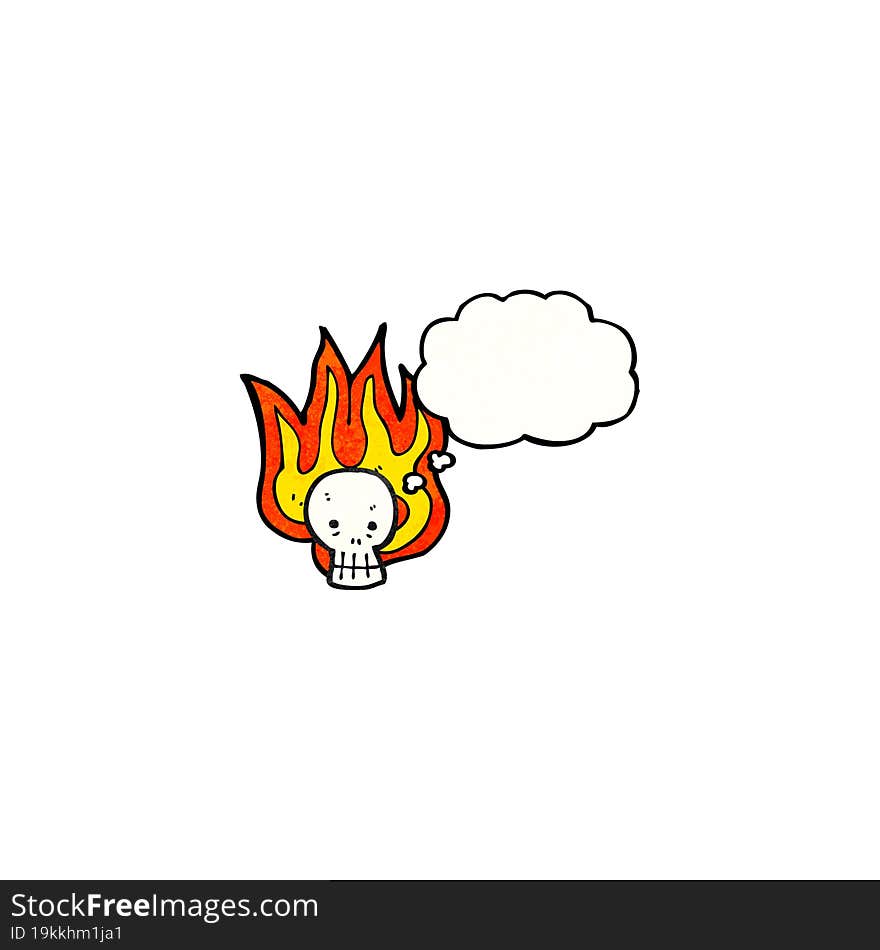 Flaming Skull Symbol Cartoon