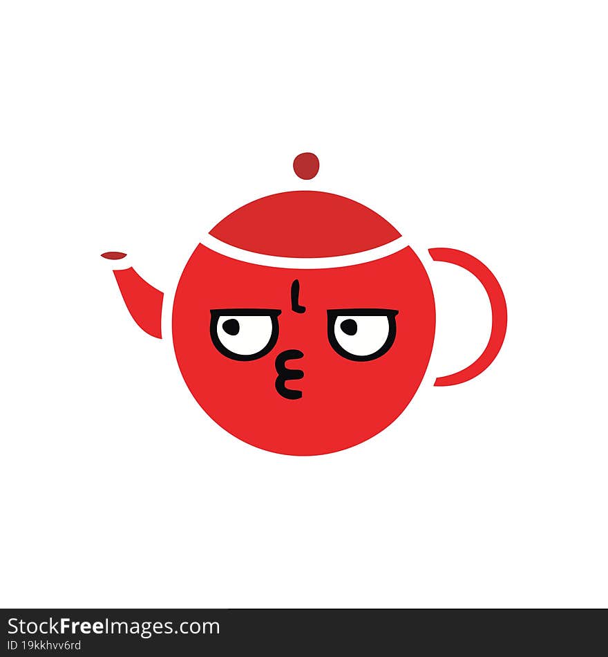 flat color retro cartoon teapot