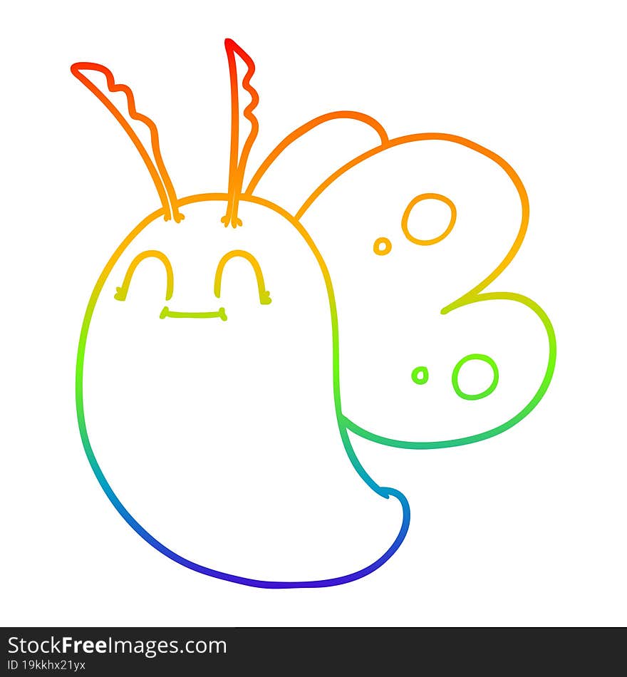 rainbow gradient line drawing funny cartoon butterfly