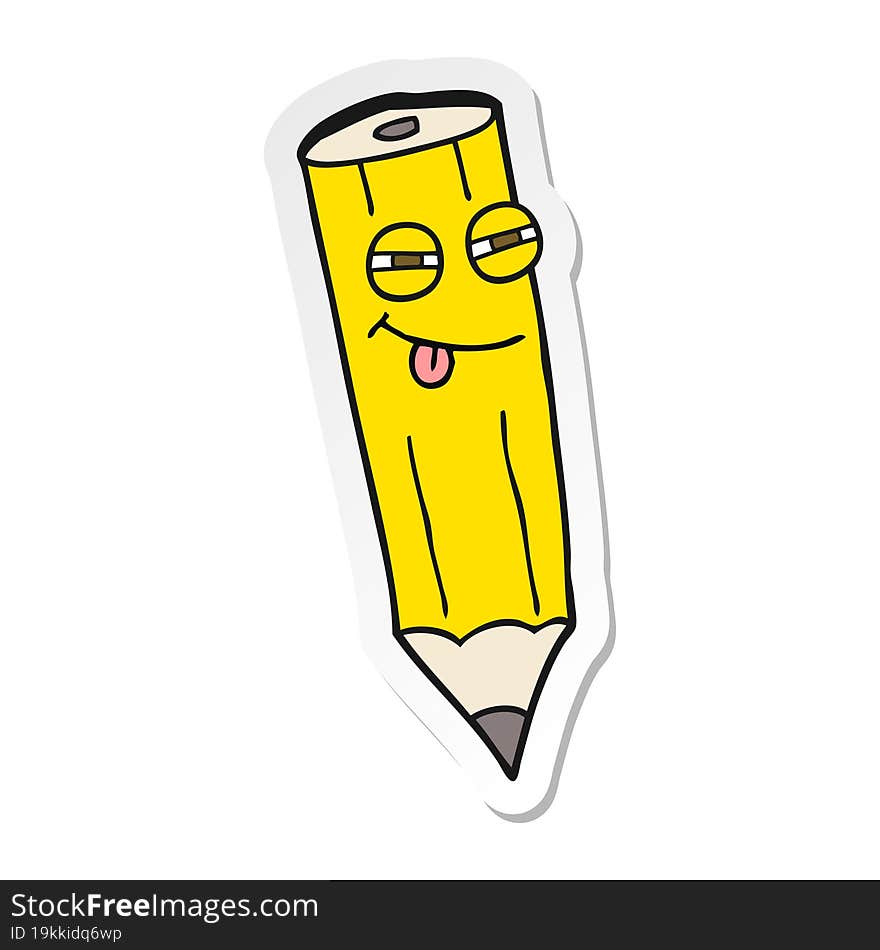 sticker of a sly cartoon pencil