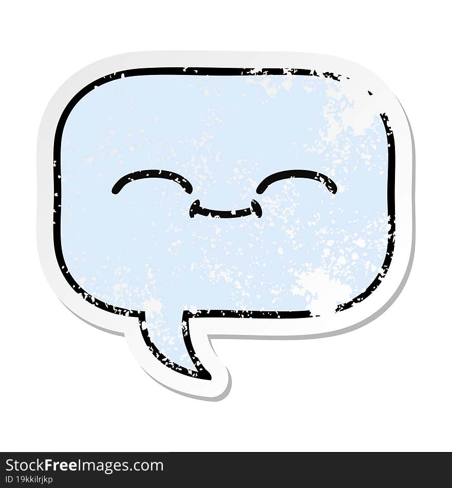 Distressed Sticker Of A Cute Cartoon Speech Bubble