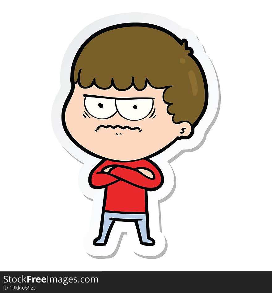 sticker of a cartoon annoyed man