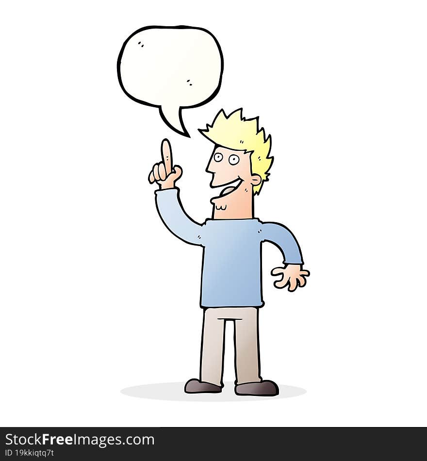 cartoon man with great new idea with speech bubble