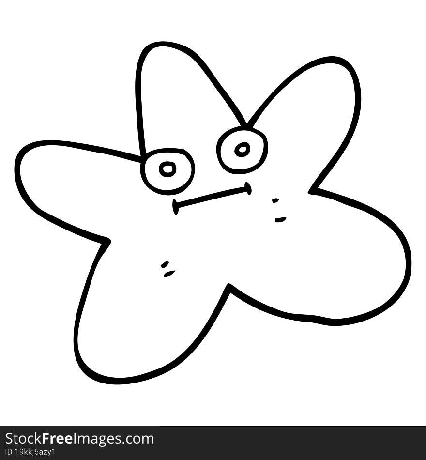 black and white cartoon star fish