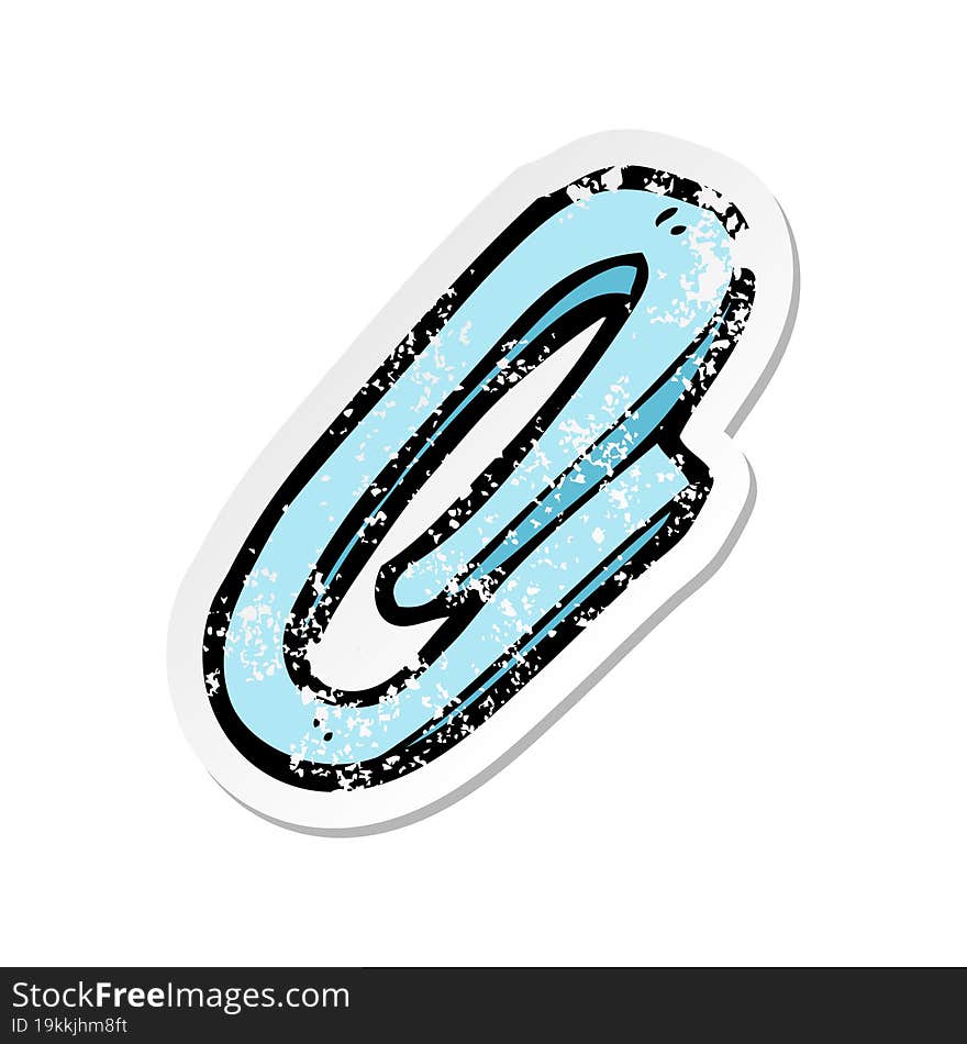 Retro Distressed Sticker Of A Cartoon Paperclip