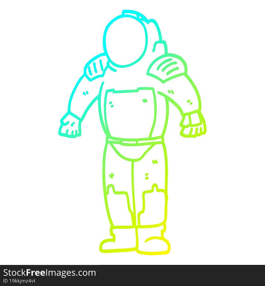 Cold Gradient Line Drawing Cartoon Space Man