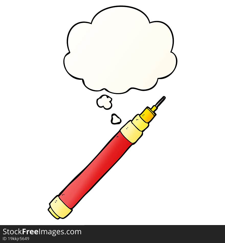 cartoon pen and thought bubble in smooth gradient style