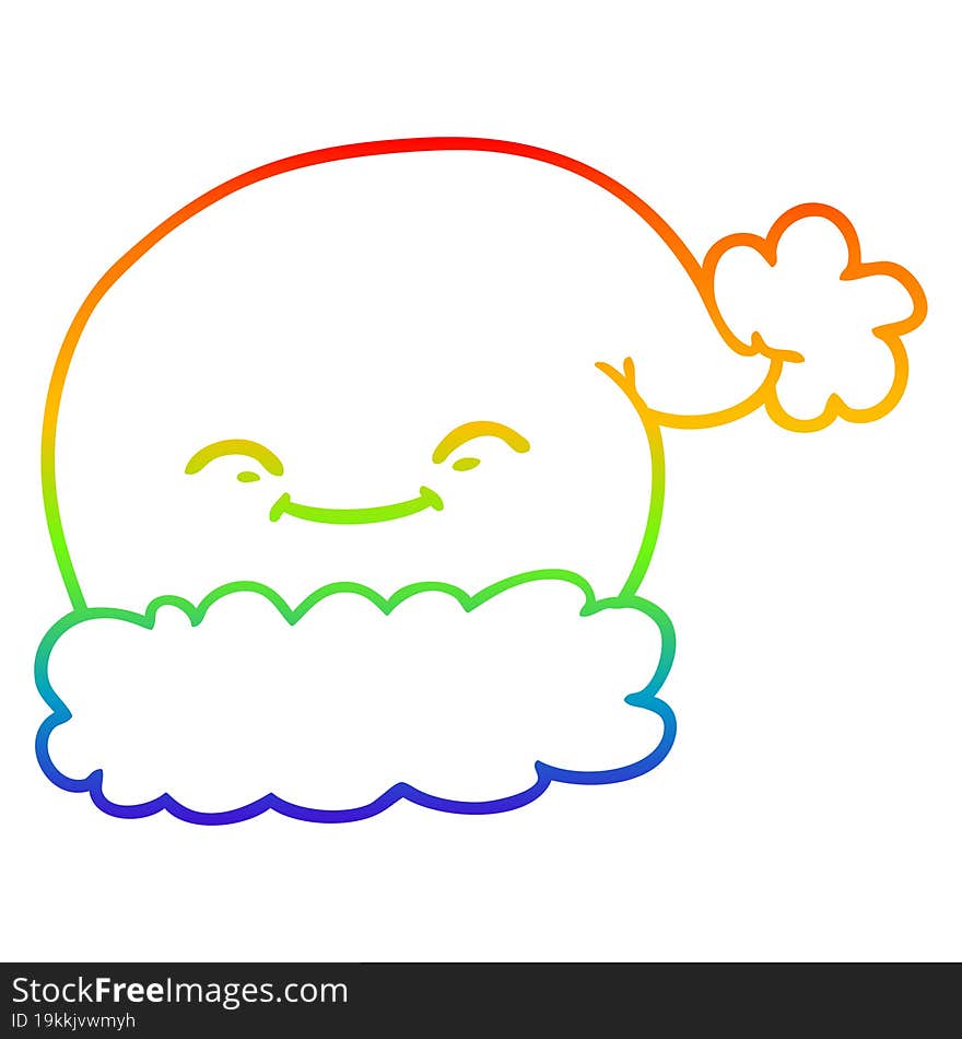 Rainbow Gradient Line Drawing Cartoon Christmas Santa Hat